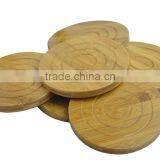 DT017 All Natural Round Bamboo Coaster, Set of 6 PCS in Holder Bamboo Table Mat thumbnail-3