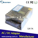 Aluminum 12v led adapter switching power supply for led cctv 12v 7a metal case adapter power charger