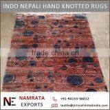 Hand Knotted Indo Nepali Carpet Made With Wool & Silk thumbnail-1