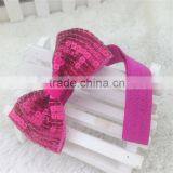 New Arrival 3inch Sequin Hair Bows Sequin Bows With Elastic Baby Headband for Baby Girls Hairband for Headwear in Stock thumbnail-4