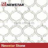 Carrara White Marble Honed Lantern Water Jet Arabesque Mosaic Tile thumbnail-1