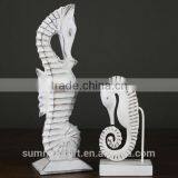 European Vintage Pure White Resin Sea Horse Statue
