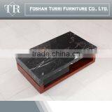 Antique Black Marble Top Wooden Base Coffee Table for Living Room Furniture Set thumbnail-1