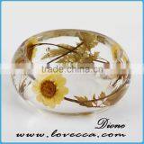 Handmade Botanical Resin Bangle Bracelet With Real Dried Flower, Preserved Resin Flower Bangle thumbnail-3