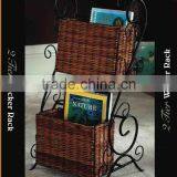 NEW WROUGHT IRON 2-TIER WICKER STORAGE RACK thumbnail-1
