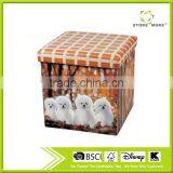 Storage Ottoman Strong and Sturdy Printed Faux Leather Foldable Waterproof Lovely Animal Footstool thumbnail-1