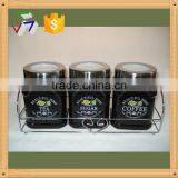 3pcs Ceramic Tea Canisters With Iron Stand thumbnail-1