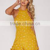 Woman Halter Backless Sleeveless Floral Print Fashion Romper thumbnail-3