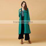 HAODUOYI Women Lightweight Solid Green Elegant Slim Outwears Single Breasted Tie Waist Trench Coat thumbnail-6