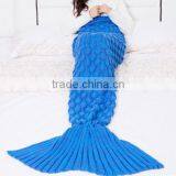2017 Blanket Factory China Wholesale Knitted Fish Scale Mermaid Blankets thumbnail-3