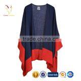 Color Block Knitted Wool Ponchos,Women Wraps Ponchos thumbnail-2