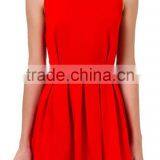 2016 Fashion Women Sexy Back-Open Short Dresses, Solid Ladies Summer Party Vestidoes Red Above Knee Design Mini Dress thumbnail-2