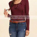 EY0872S Deep V-neck Ladies Long Sleeve Pullover Sweater thumbnail-3