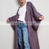 Newest Style Jacket With Squared Neck Haori Full Textured Yarn Dye Silk Kimono thumbnail-6