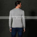 Men's Silk-Cashmere V-Neck Sweater Casual Men Tshirt Dark Grey Pullover thumbnail-3
