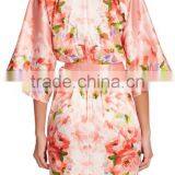Top Selling High Quality Floral Printing Silk Kimono Robes for Women thumbnail-3