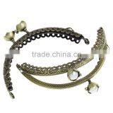 Metal Frame Kiss Clasp Arch For Purse Bag Antique Bronze White AB Color Resin Flower 10.5x6cm(Open:12x10.5cm),3pc,Fashion thumbnail-1