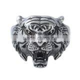 Titanium Steel Unadjustable Rings Antique Silver Tiger Animal thumbnail-1