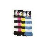 Ladies Black and Yellow Striped Fuzzy Seamless Dress Yoga Short Toe Socks, Sport Toe Socks thumbnail-1