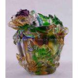 Crystal Glass Flower Artwork Liuli Colored Glaze Pate de Verre