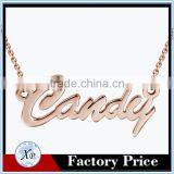 High Quality Stainless Steel Rose Gold Plated Diamond Inlay Name Necklace