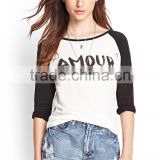 OEM production long sleeve pima cotton t shirt wholesale custom printed t shirt for woman