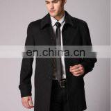 Fashionable Black Classic Single Breasted Men's Cashmere Blend Car Coat thumbnail-1