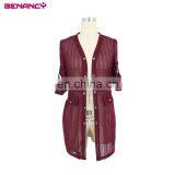 European Design Summer Long Solid Cardigan Roll Up Sleeve With the Vest Printed Dress Women's Set Suit Dress