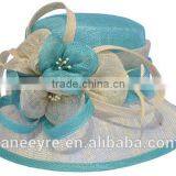 Hot Sale 100% Sinamay Fabric Women Church Hat With Big Flower