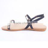 Wholesale Asian Style Low Heel Ladies Ankle Strap Sandals With Golden Metal Decoration thumbnail-4