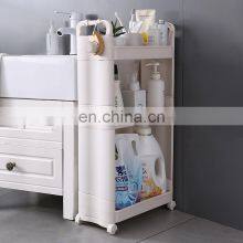 3 Tire Slide Out Slim Organizer Rack high quality Gap Spice Storage Movable Corner Kitchen and Bathroom Storage Rack with Wheels