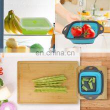 Expandable Bamboo Cutting Board With Containers Over The Sink Cutting Board For Kitchen thumbnail-5