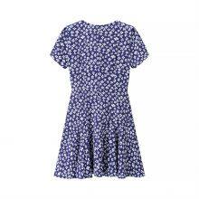 2025 New Short Sleeved Floral Skirt European and American V-neck Ruffle Edge Fake Style Dress thumbnail-3