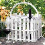 White Wood Wine Holder Basket, Picnic Basket , Handicraft Supplies, Wine Basket thumbnail-1