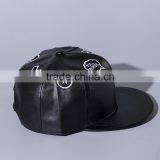 Star Style Cute Hand Embroidery Men Women Hiphop Black Leather Flat Baseball Cap thumbnail-4