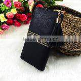 High Quality New Fashion Long Black Women Flower Leather PU Designer Wallet thumbnail-2