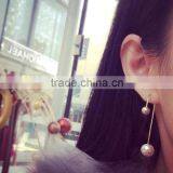 UMODE Gorgeous Long Double Pearl Gold Plated Earrings Elegant Fashion Bijoux Jewelry thumbnail-2