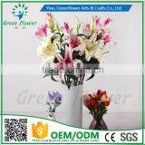 2016 Wholesale 3 Heads Latex Artificial PU Flowers Lily Real Touch Bouquet Wedding Bridal Decor Display Flower thumbnail-5