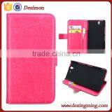 Crazy Horse Leather Case for Sony Xperia z C6603 L36h, pu Leather Flip Case for Sony Xperia z L36h C6603