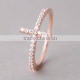 Fashion Women's Elegant Opal Cross Ring/AAA Ziron 925 Sterling Silver CZ Sideways Cross Rings thumbnail-2