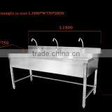 Triple Bowls Commercial Stainless Steel Kitchen Sink Cabinet With Backsplash and Faucets for Laundry Food Dish thumbnail-3