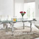 L808G-1 Home Furniture Extend Clear Glass Dining Table With 8 Seaters Z Shap