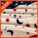 Star and moon printed blanket material plush fur fabric