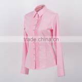 2015 Fashion Pink Color Long Sleeve Blouse Pleated Design Ladies Plus Size Shirt thumbnail-2
