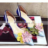 Korean Style Women Flower Mid Heel Shoes Soft Leather Dressing Shoes for Women Grace Women Dating Shoes thumbnail-3