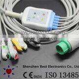 Fukuda Danshi 12pin ECG 5 Lead Cable and Leadwires, IEC, Grabber