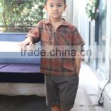 Set Boys Plaid Neck Short- Sleeve