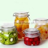 1L 1.5L Recycled airtight Round shape glass jar with metal clip top lid for kitchen and food