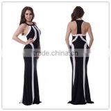 Hot!! High Quality With Wholsale Price Best Selling Long Scoop Neck Two Tone Evening Dress thumbnail-1