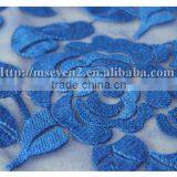 Applique Blue Rose Embroidery Tulle Lace Fabric Chemical Mesh Guipure Dress Fabric thumbnail-4